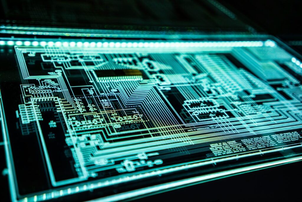 Macro detail of a circuit board